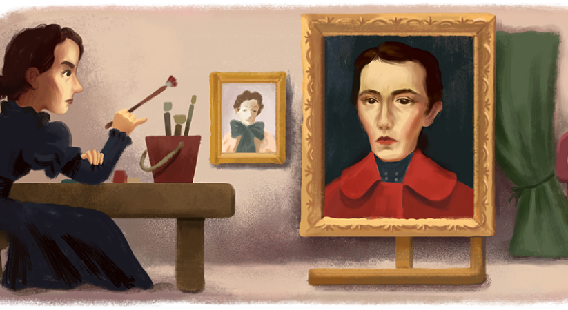 Google doodle celebrates the 155th birthday of Portuguese artist Aurélia de Souza