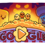 Google doodle celebrates the popcorn, a movie-time and classic late-night snack